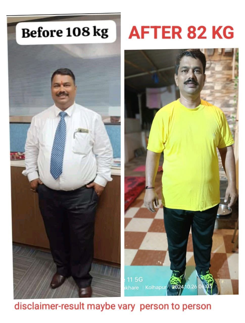 Transformation 108→82 KG